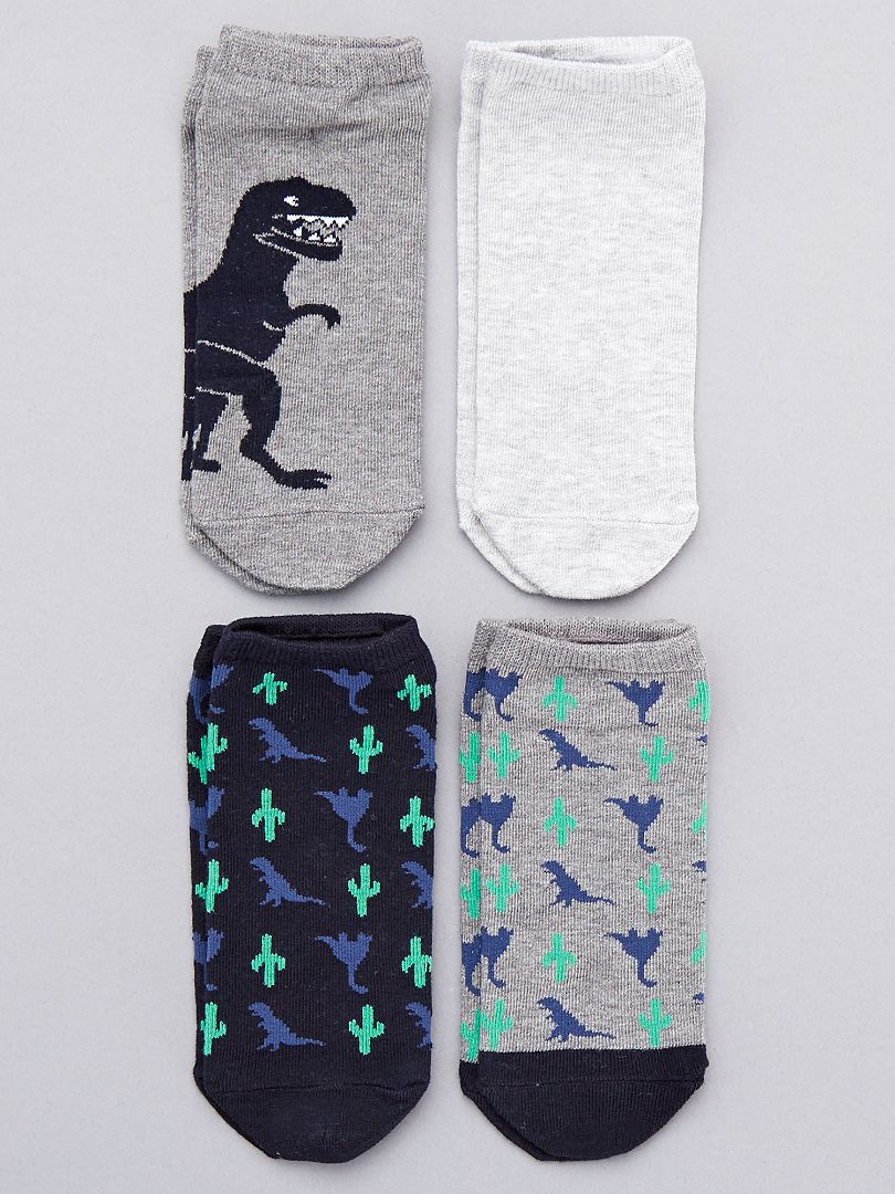 Lot de 4 paires invisibles 'dinosaures' gris - Kiabi