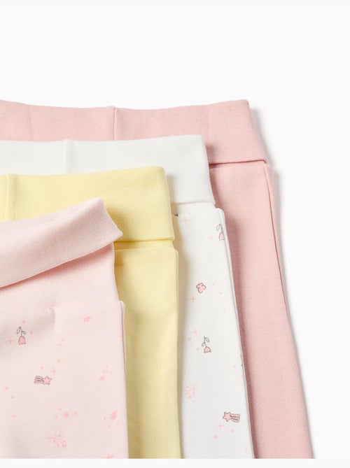 Lot de 4 pantalons en coton unis/à fleurs - Kiabi Lot de 4 pantalons en coton unis/à fleurs - Kiabi