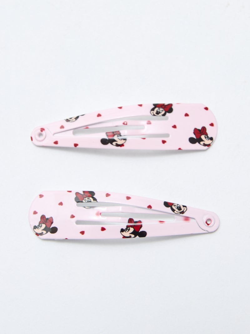 Lot de 4 pinces + 2 élastiques 'Minnie' Rose - Kiabi