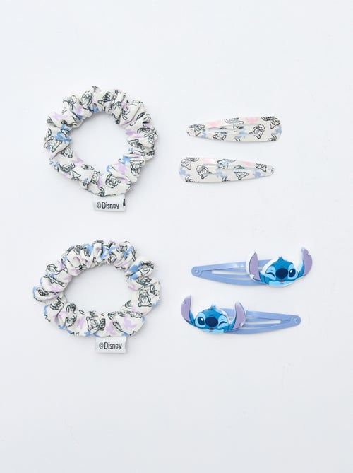 Lot de 4 pinces + 2 élastiques 'Stitch' - Kiabi