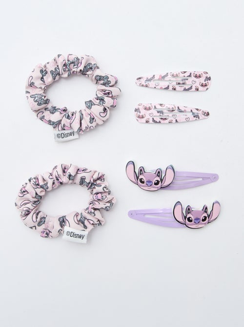 Lot de 4 pinces + 2 élastiques 'Stitch' - Kiabi