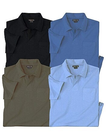 Lot de 4 Polos MC Jersey Unis - ATLAS FOR MEN