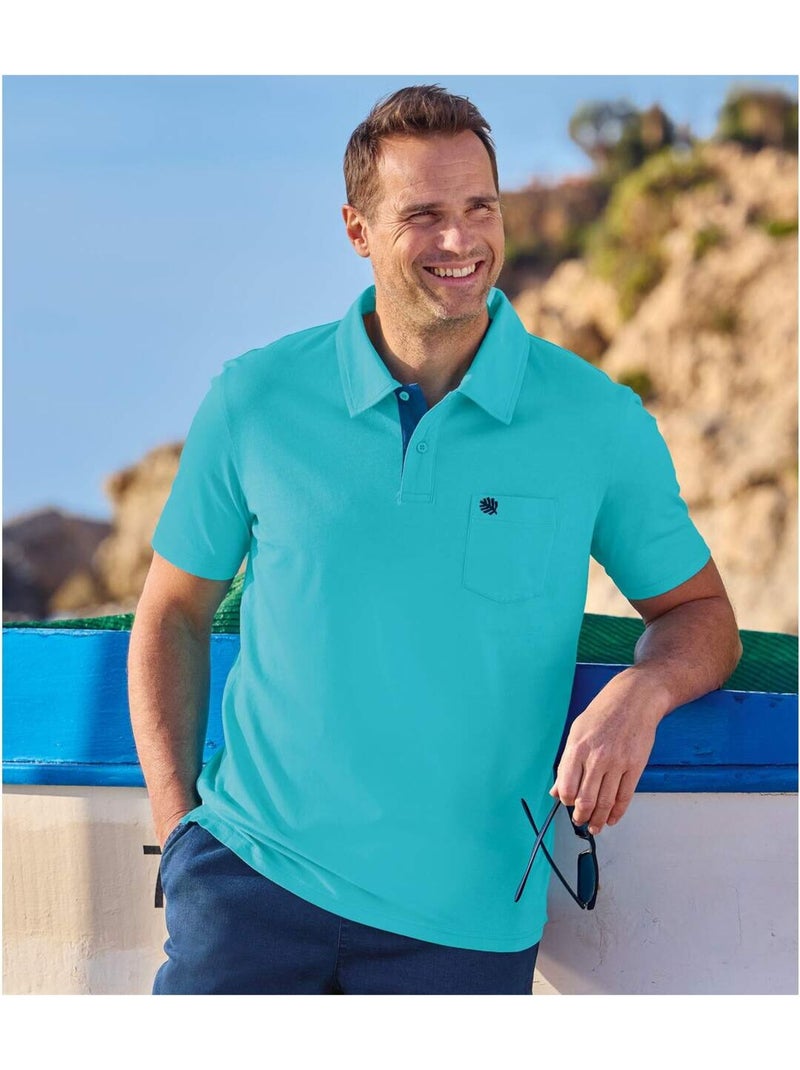 Lot de 4 polos pur coton  - atlas for men Blanc Noir Bleu - Kiabi