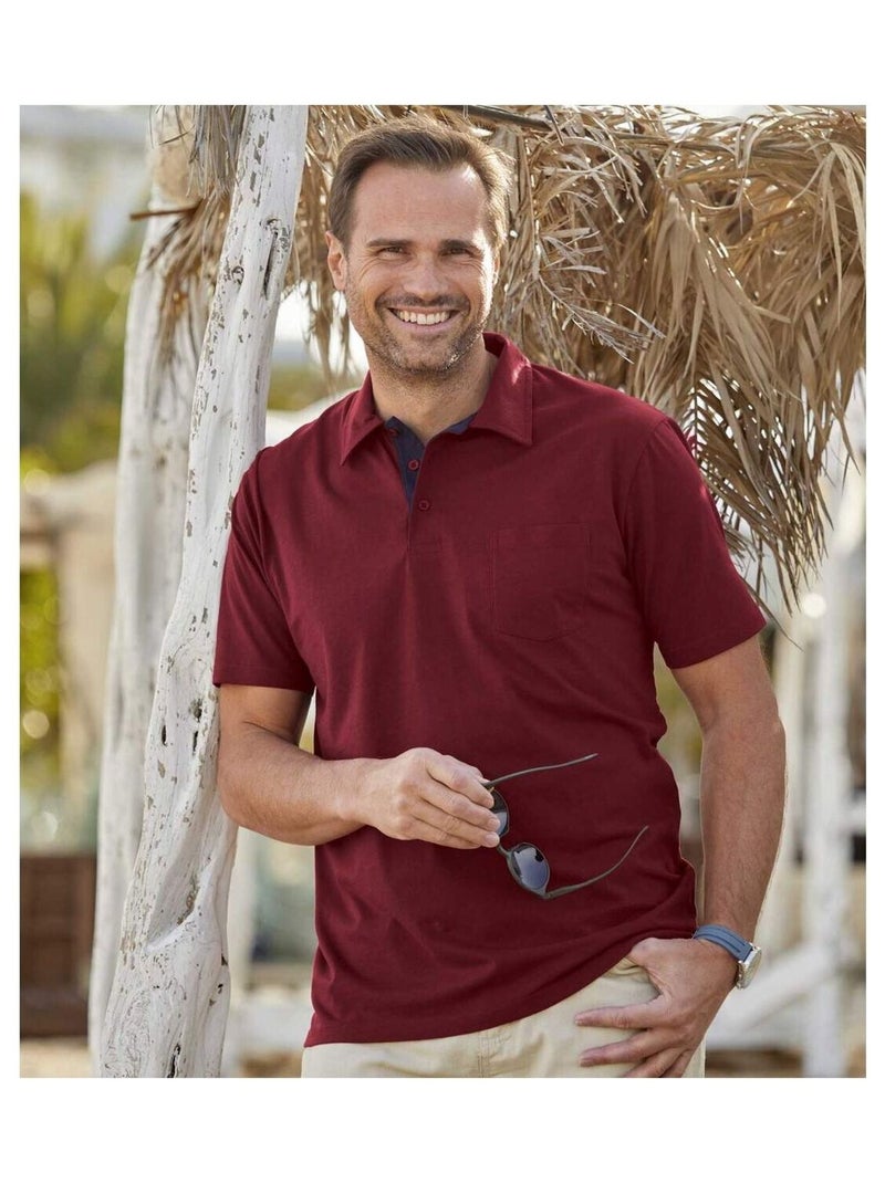 Lot de 4 Polos SportWear  - ATLAS FOR MEN Blanc Rouge Bleu - Kiabi