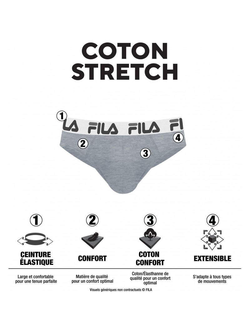 Lot de 4 slips coton homme fila  fila Gris - Kiabi