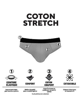 Lot de 4 slips homme en coton uni french pierre cardin