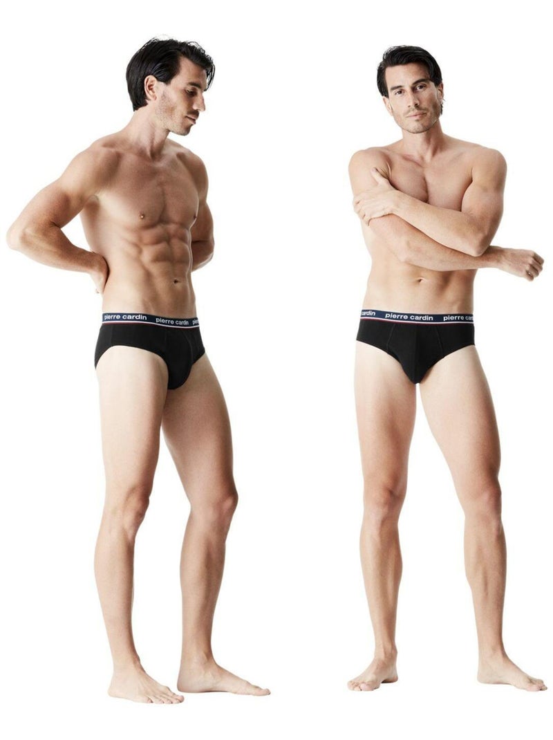 Lot de 4 slips homme en coton uni french pierre cardin Noir - Kiabi