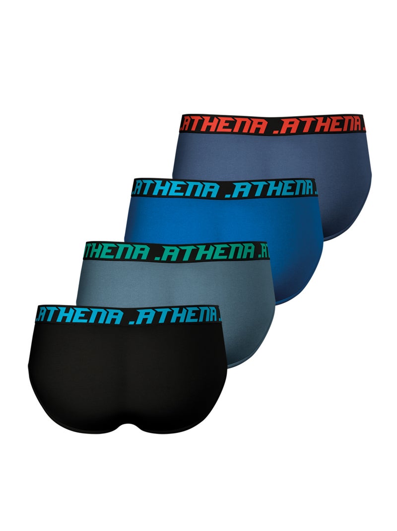 Lot de 4 slips homme my petits prix athena Noir Gris Bleu - Kiabi