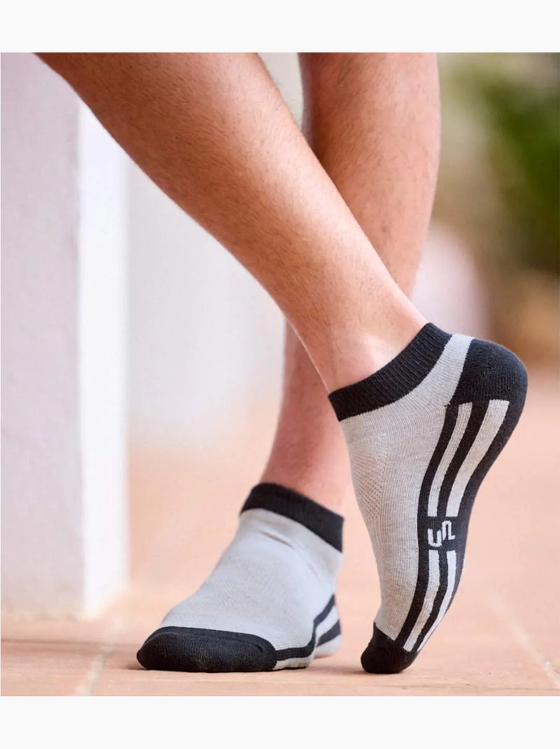 Lot de 4 socquettes sport bicolores  - atlas for men Blanc Bleu marine Noir - Kiabi