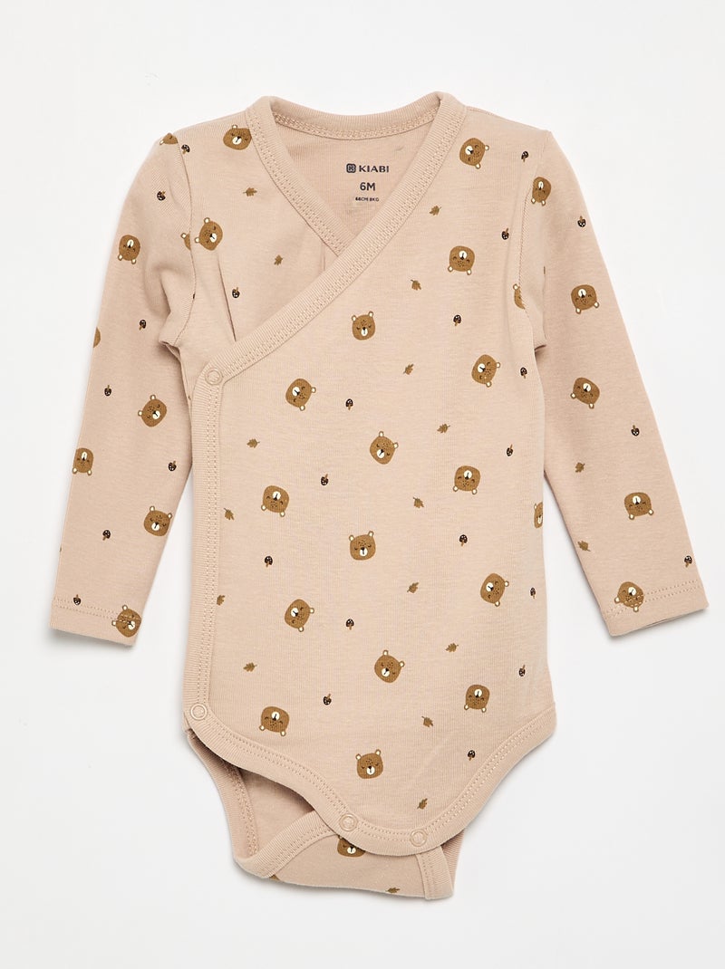 Lot de 5 bodies imprimés en coton Marron - Kiabi