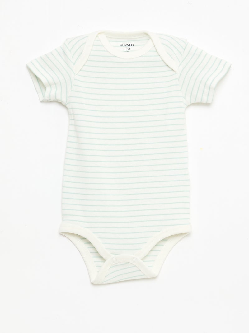 Lot de 5 bodies manches courtes en coton Blanc - Kiabi
