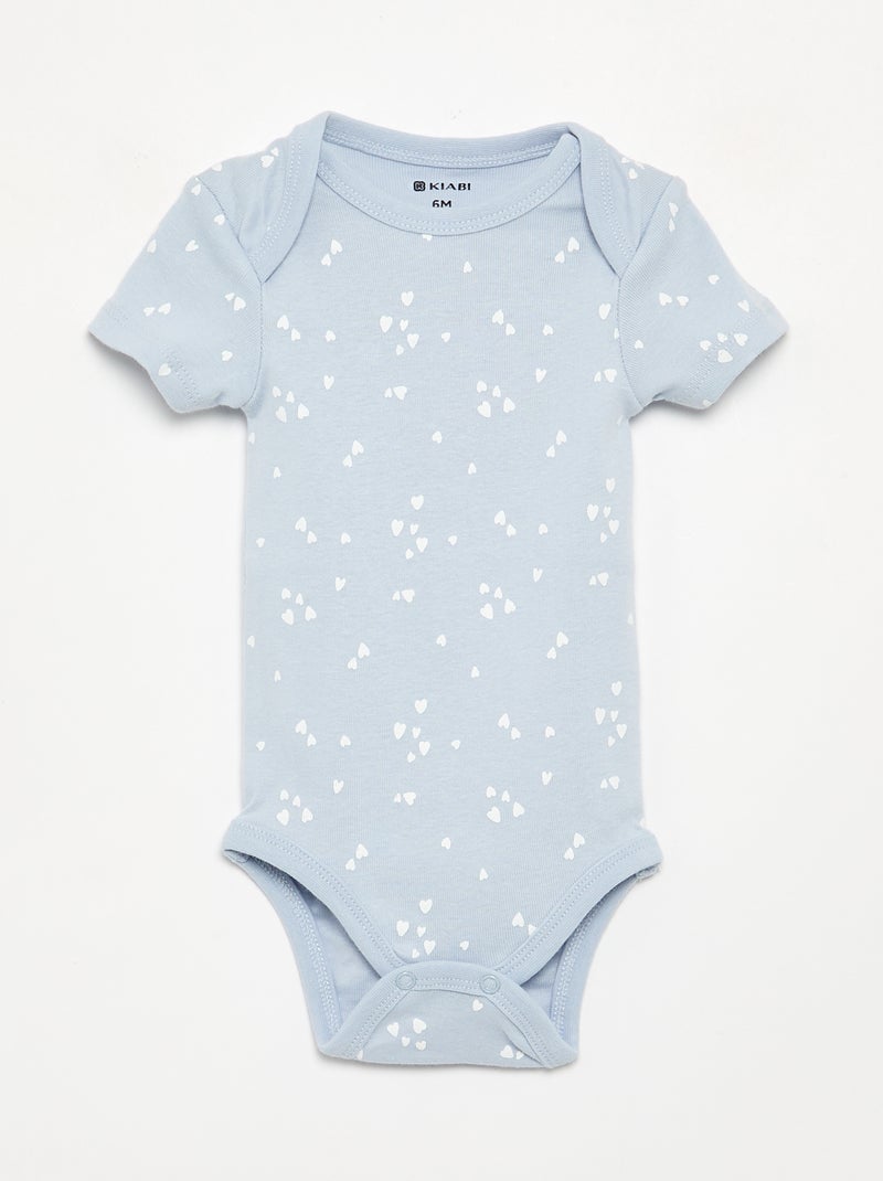 Lot de 5 bodies manches courtes en coton Bleu - Kiabi