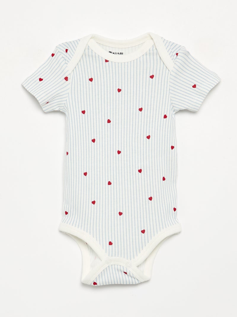 Lot de 5 bodies manches courtes en coton Bleu - Kiabi