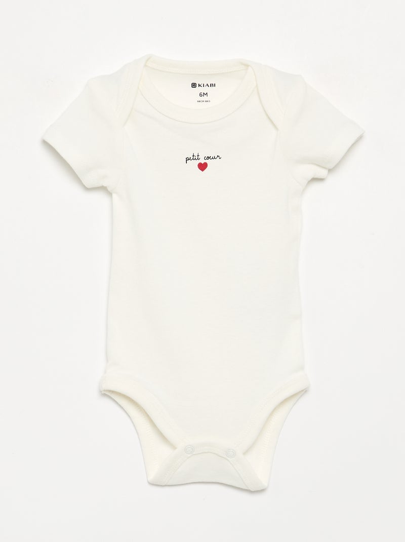 Lot de 5 bodies manches courtes en coton Bleu - Kiabi