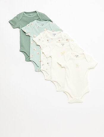 Lot de 5 bodies manches courtes en coton
