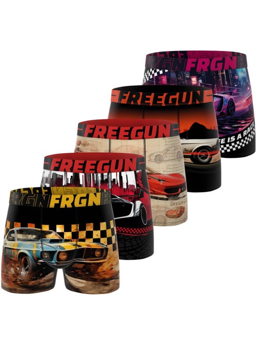Lot de 5 boxers homme cars racing freegun - Kiabi