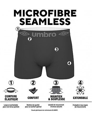 Lot de 5 boxers homme sans couture umbro
