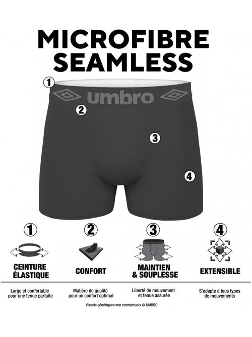 Lot de 5 boxers homme sans couture umbro - Kiabi Lot de 5 boxers homme sans couture umbro - Kiabi