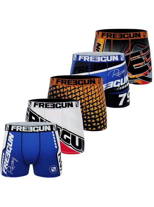 Lot de 5 boxers microfibre homme racing freegun - Kiabi Lot de 5 boxers microfibre homme racing freegun - Kiabi