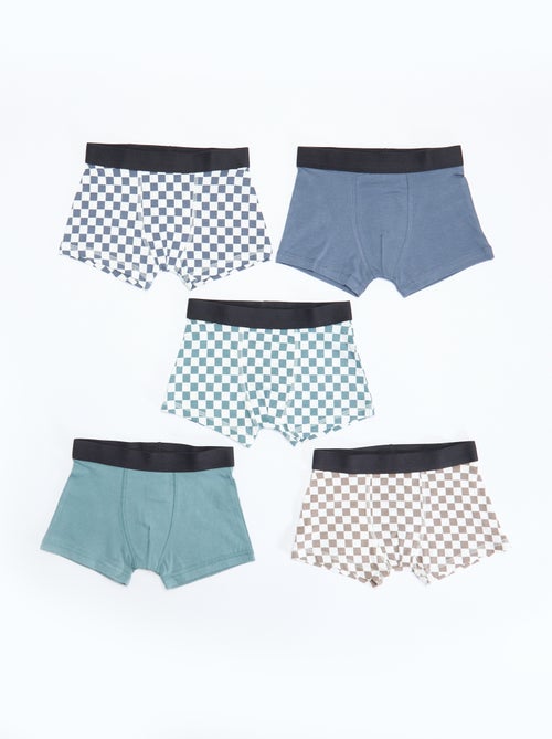 Lot de 5 boxers unis ou imprimés - Kiabi