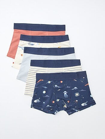 Lot de 5 boxers unis unis et imprimés