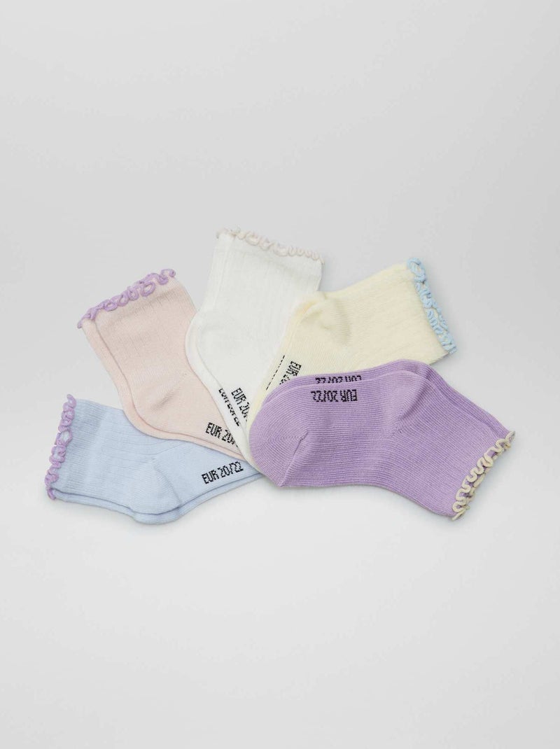 Lot de 5 chaussettes à volants Bleu - Kiabi