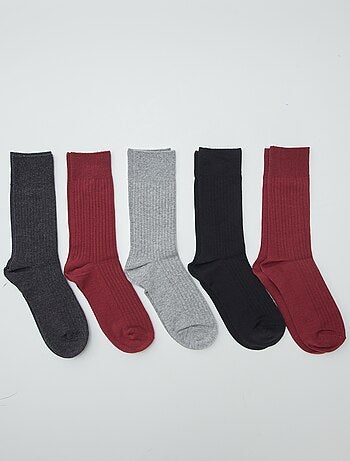 Lot de 5 chaussettes côtelées