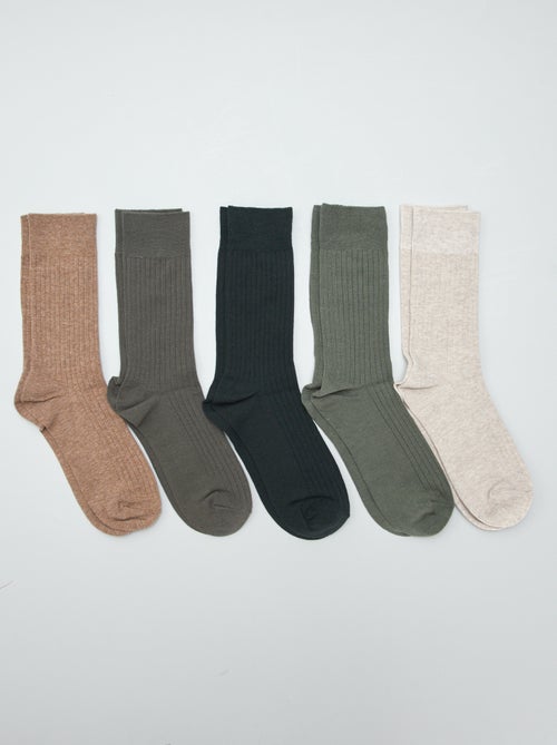 Lot de 5 chaussettes côtelées - Kiabi
