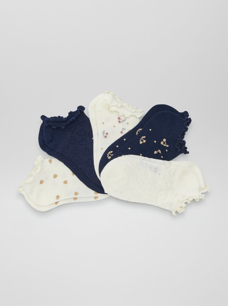Lot de 5 chaussettes fantaisies Bleu - Kiabi