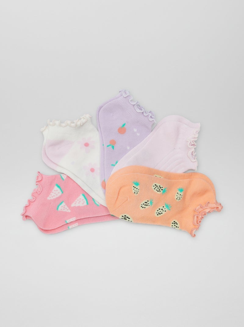 Lot de 5 chaussettes fantaisies Orange - Kiabi