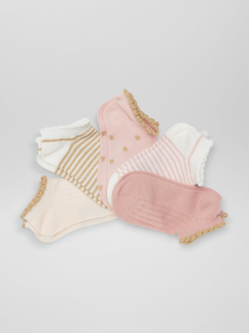 Lot de 5 chaussettes fantaisies Rose - Kiabi