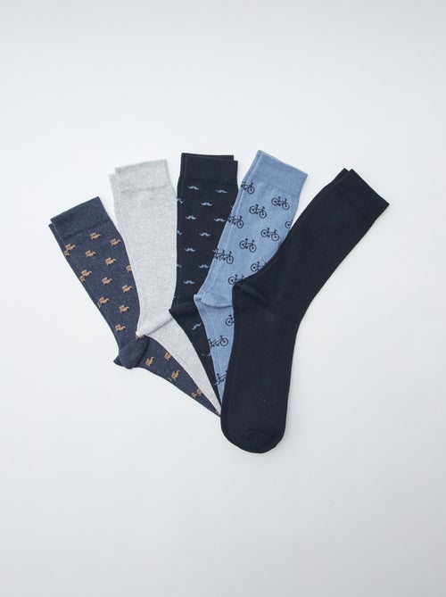 Lot de 5 chaussettes hautes à motifs - Kiabi