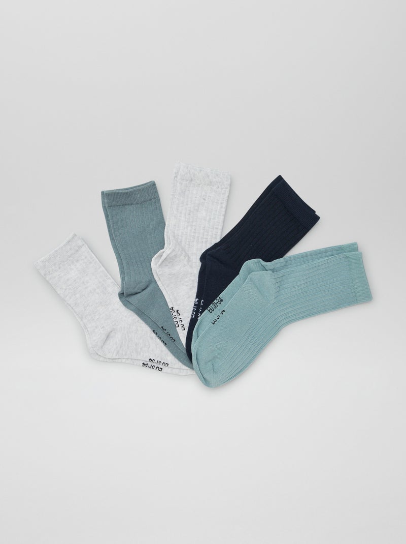 Lot de 5 chaussettes unies Bleu - Kiabi