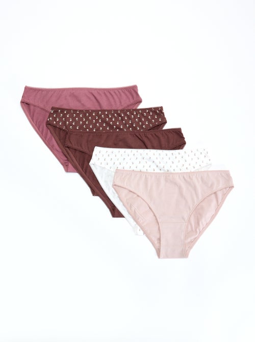 Lot de 5 culottes - unies et imprimées - Kiabi