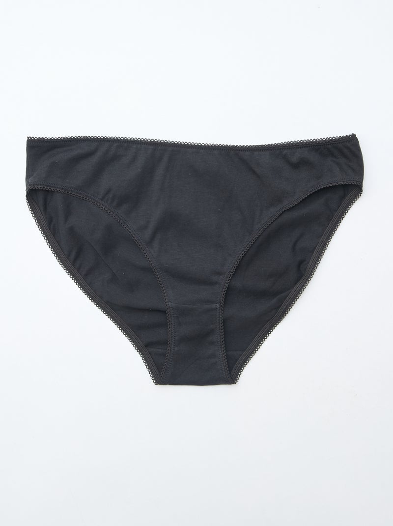 Lot de 5 culottes coton uni Noir - Kiabi