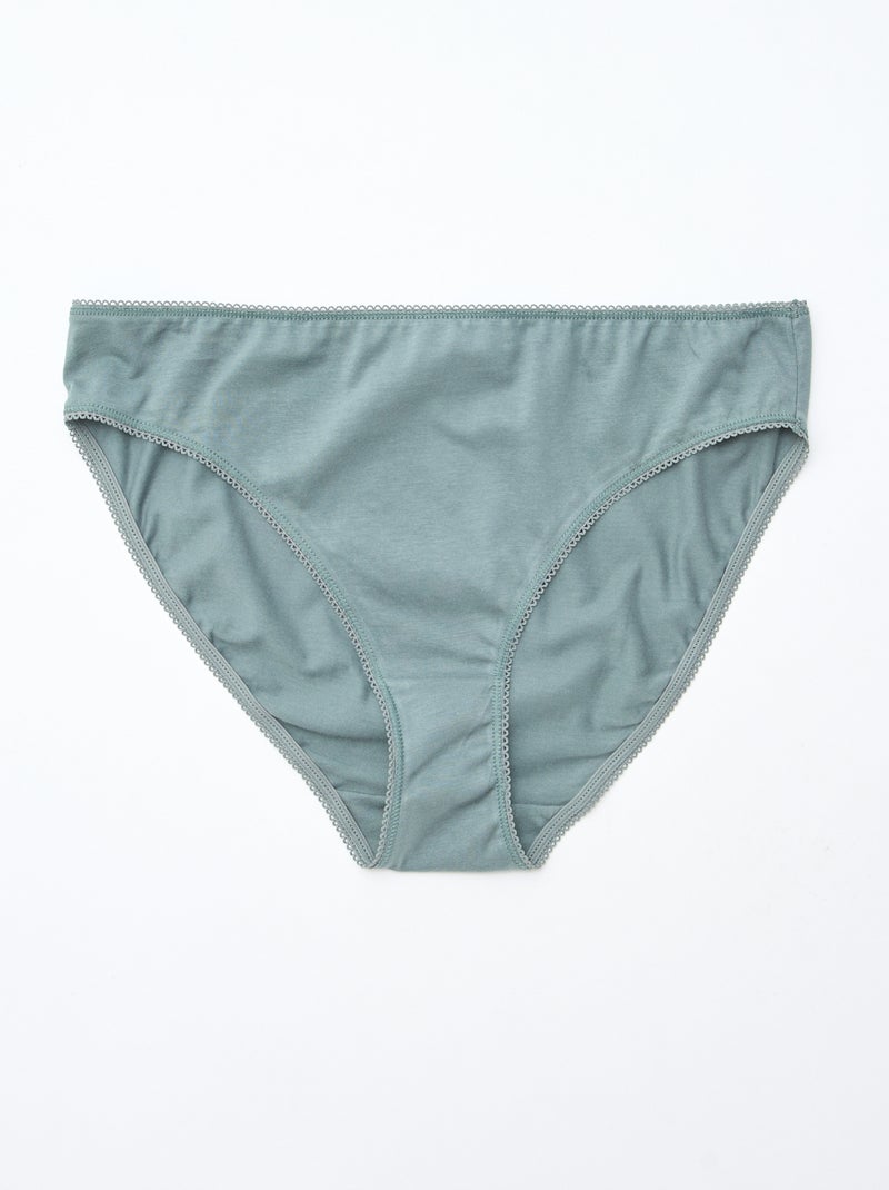 Lot de 5 culottes coton uni Vert - Kiabi