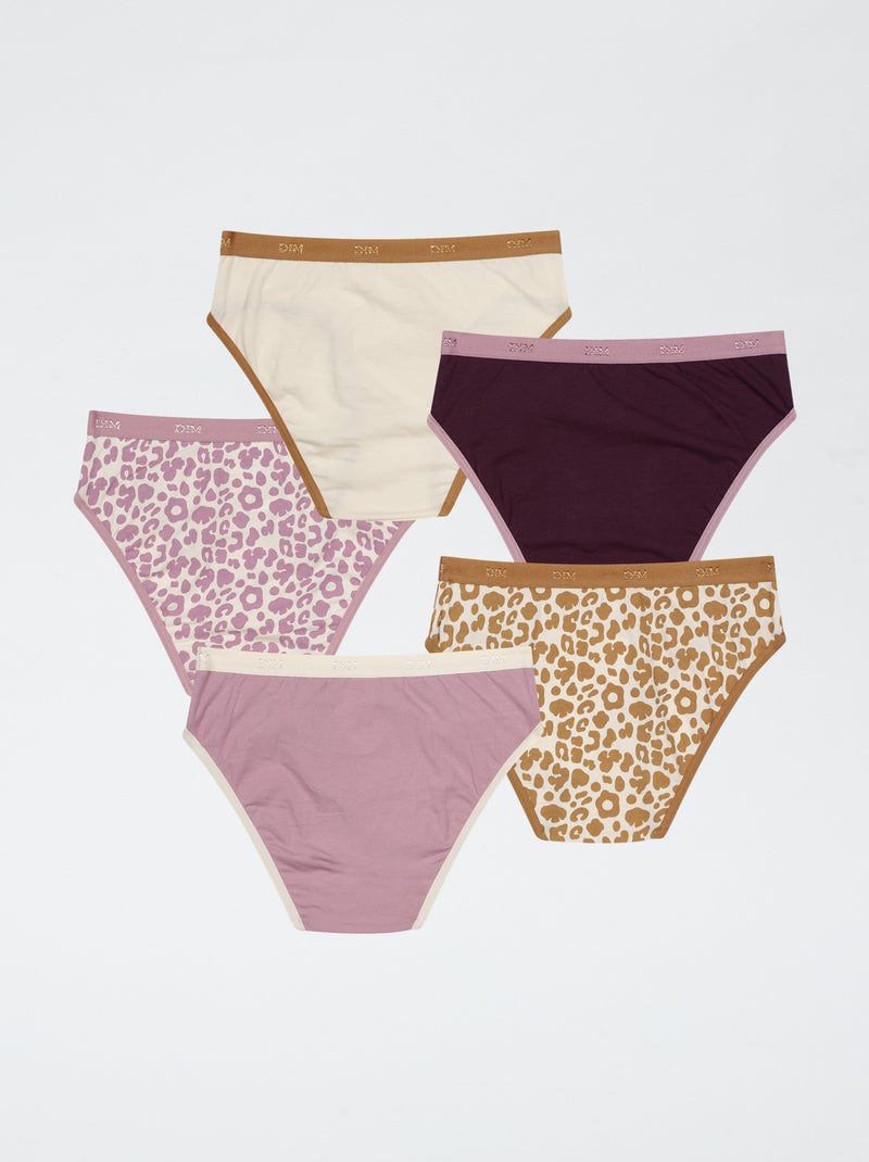 Lot de 5 culottes 'Dim' imprimé Violet - Kiabi