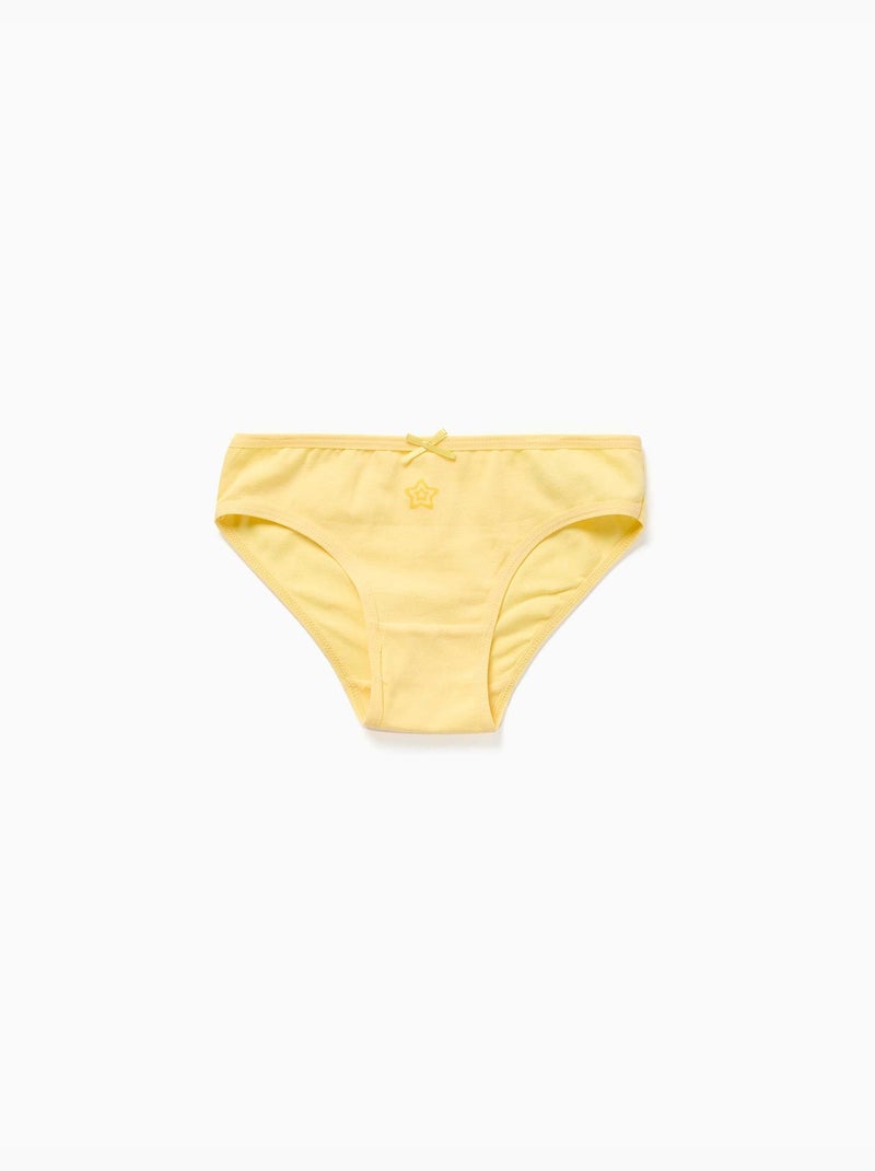 Lot de 5 culottes en coton à imprimés et nœuds Blanc Rose clair Blanc - Kiabi