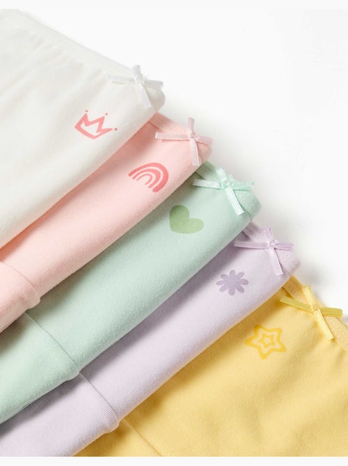 Lot de 5 culottes en coton à imprimés et nœuds - Kiabi