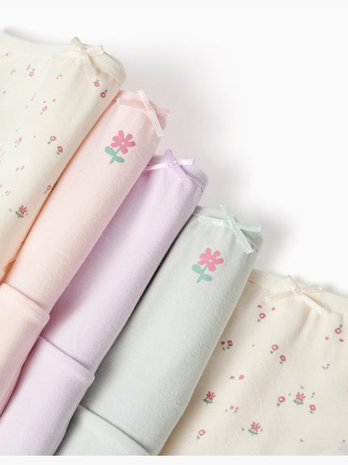 Lot de 5 culottes en coton avec fleurs - Kiabi