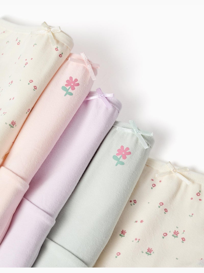 Lot de 5 culottes en coton avec fleurs Rose/Vert - Kiabi