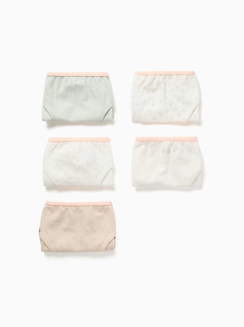 Lot de 5 culottes en coton avec fleurs/pois - Kiabi