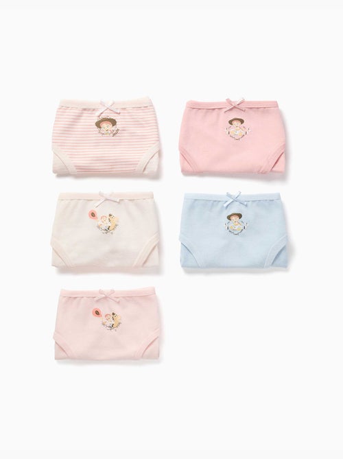 Lot de 5 culottes en coton avec imprimés jessie - Kiabi Lot de 5 culottes en coton avec imprimés jessie - Kiabi