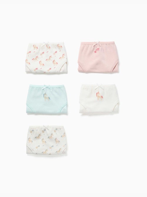 Lot de 5 culottes en coton avec imprimés licornes - Kiabi