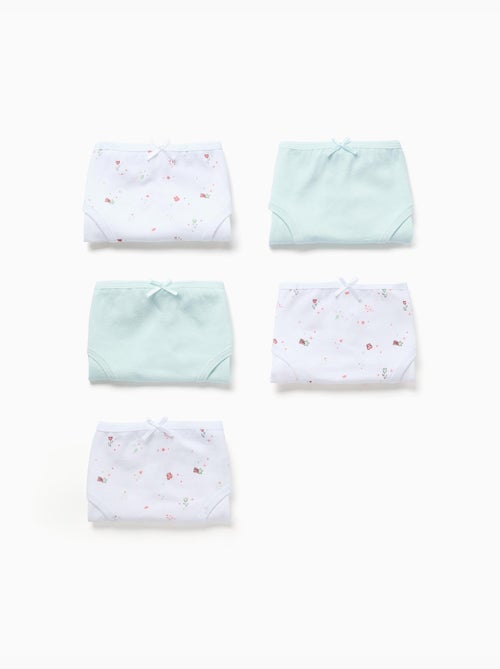Lot de 5 culottes en coton unies/à fleurs - Kiabi