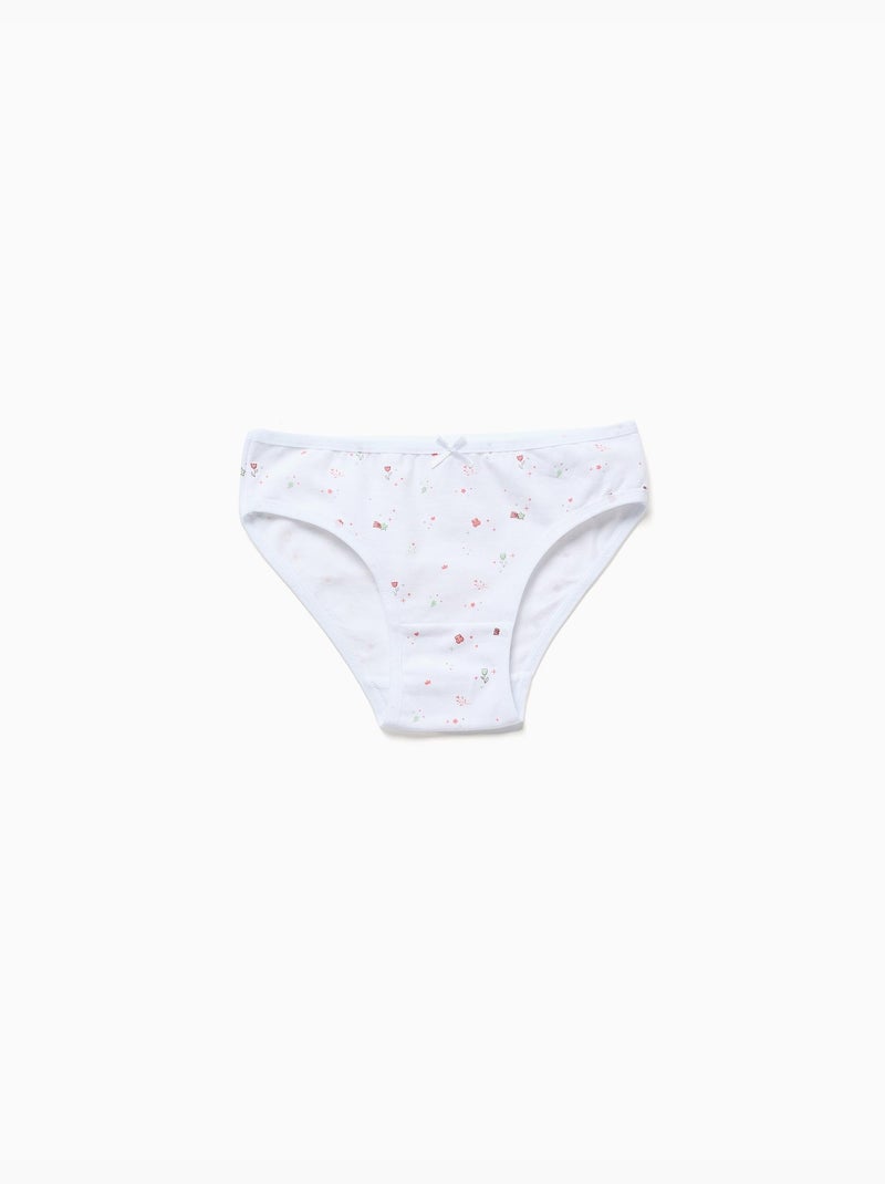Lot de 5 culottes en coton unies/à fleurs Bleu Blanc - Kiabi