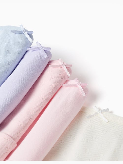Lot de 5 culottes en coton unies/jacquard - Kiabi