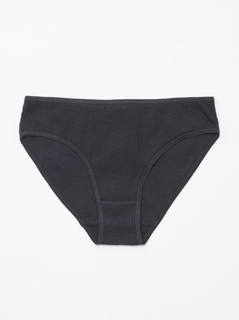 Lot de 5 culottes en maille côtelée Noir - Kiabi
