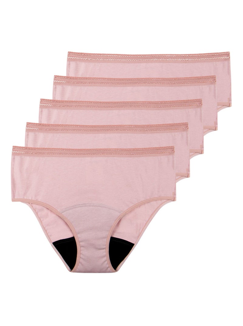 Lot de 5 culottes menstruelles taille haute femme athena Rose - Kiabi