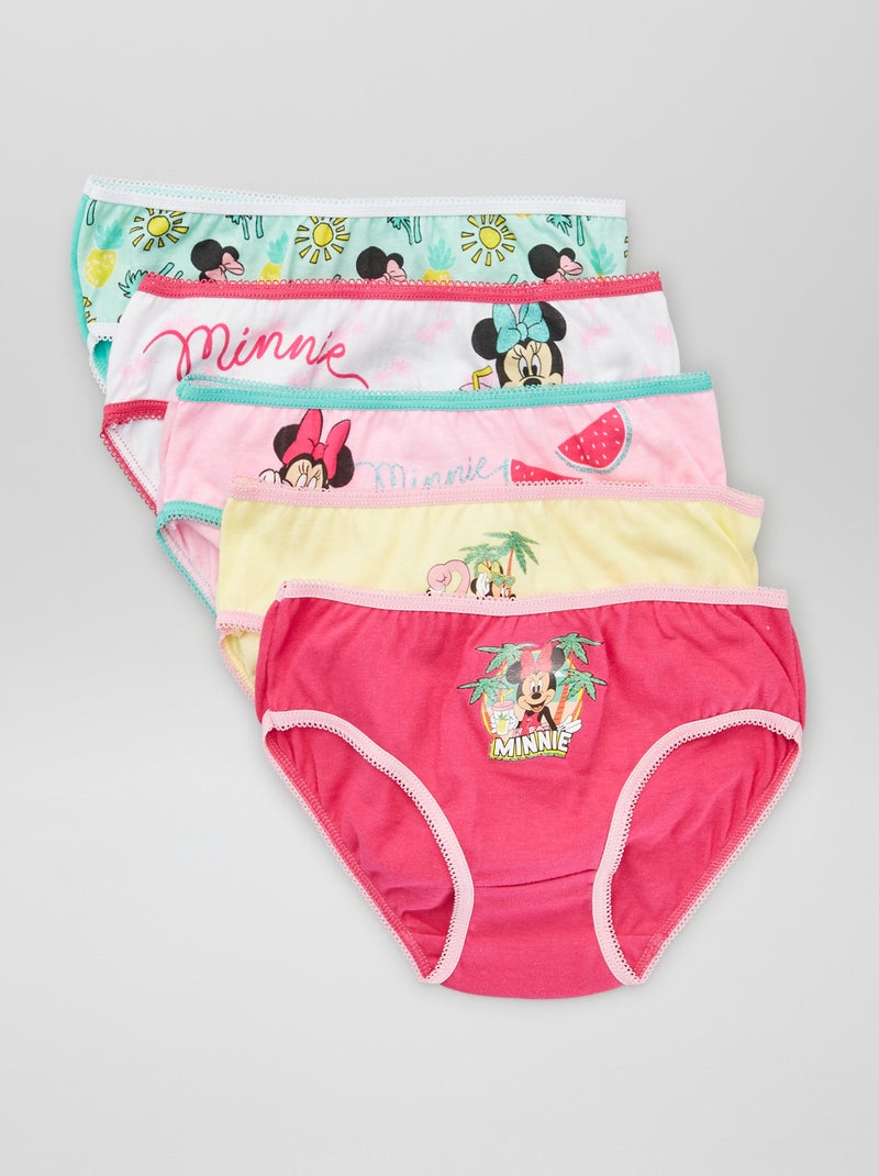 Lot de 5 culottes 'Minnie' Rose/blanc/vert/jaune - Kiabi